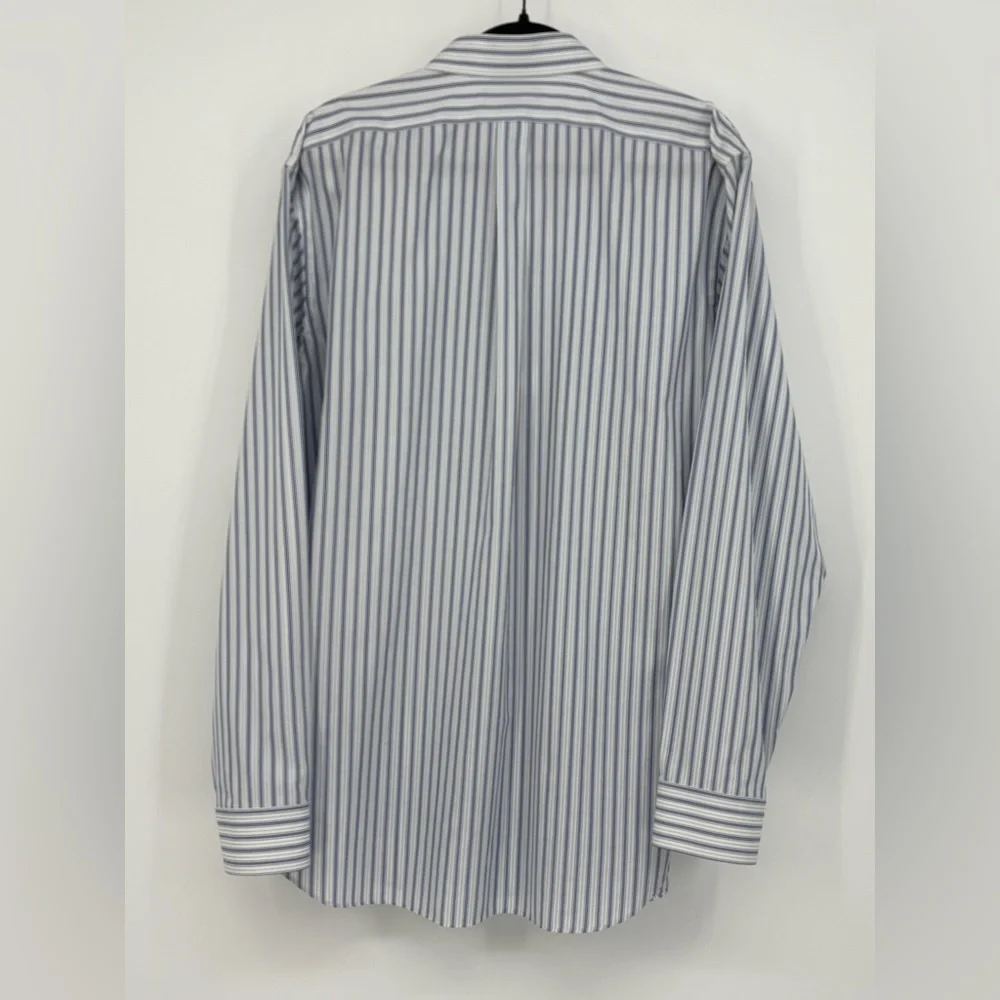BANANA REPUBLIC Shirt Non-Iron Classic Fit Blue Striped Mens XL (17-17 1/2)